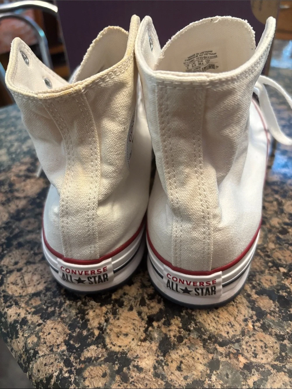 Converse Kids High-Top Canvas Sneakers in Cream with Red Trim